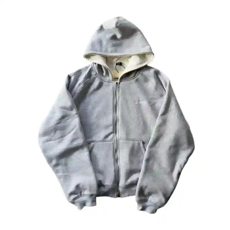 Zipper Hooded Sweatshirt Grey