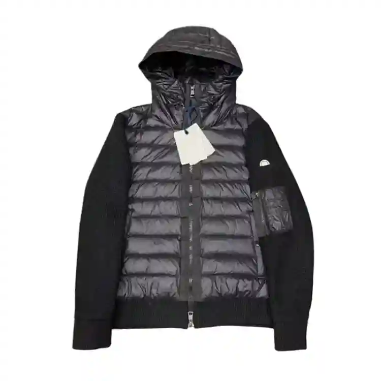 Hooded Patchwork Knitted Sleeve Down Jacket